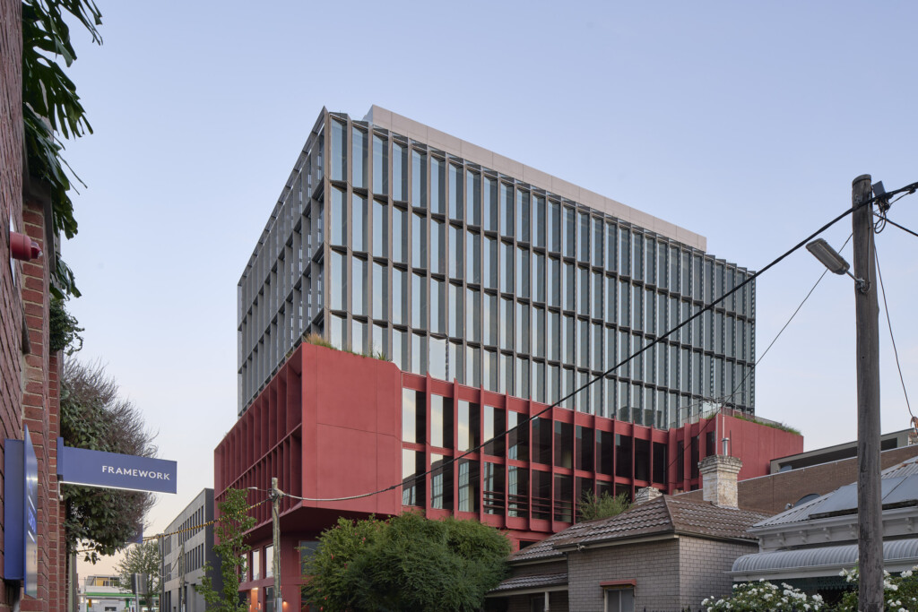 Glazed aluminium facade incorporated into a contemporary Melbourne building