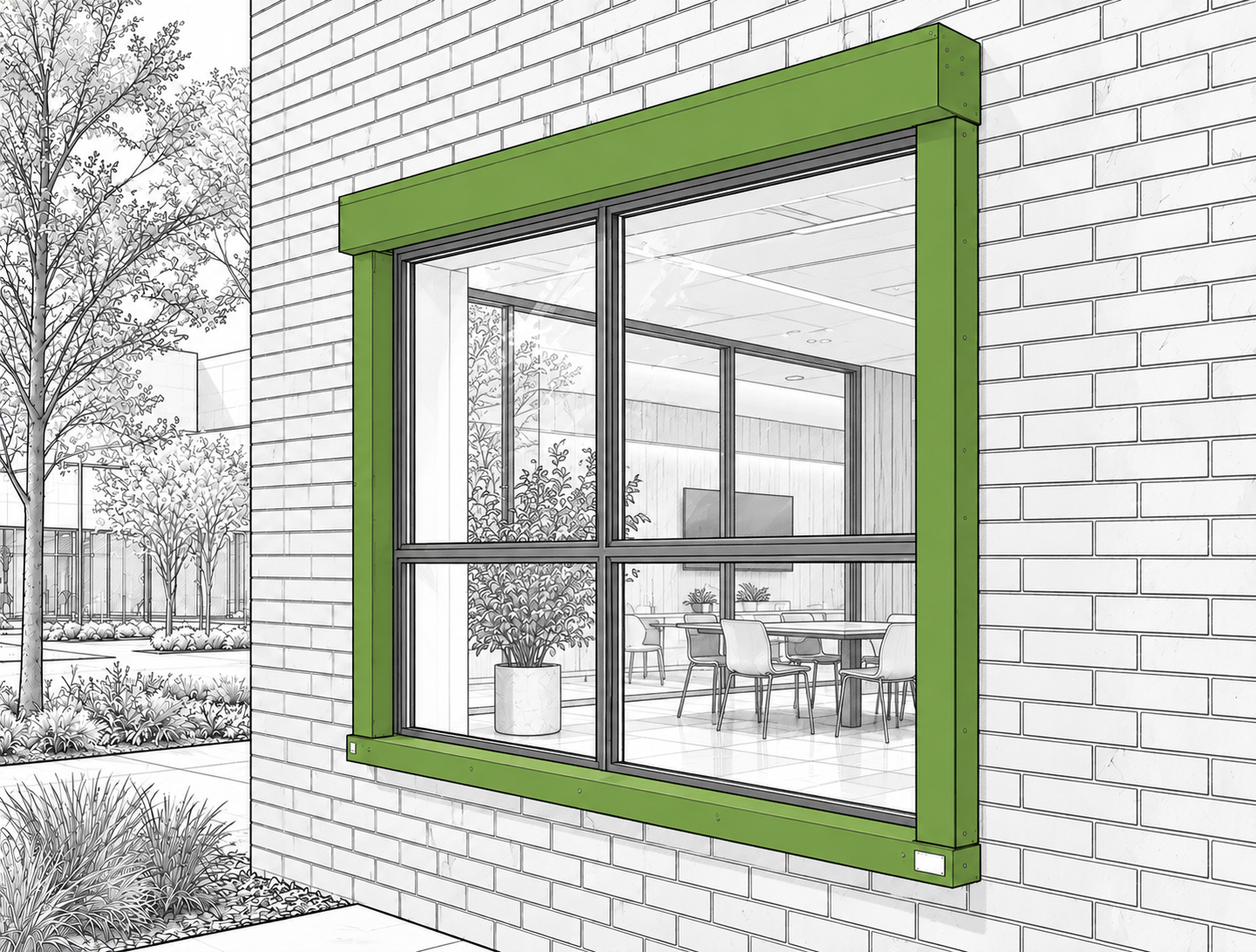FireMaster FZ bushfire shutter architectural illustration